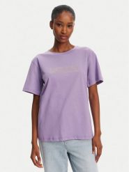 Patrizia Pepe T-Shirt 2M4422/J274-M531 Fioletowy Regular Fit. Fioletowe t-shirty damskie Patrizia Pepe, m, bez wzorów, z bawełny, bez kołnierzyka, bez ramiączek. Za 349.99 zł.