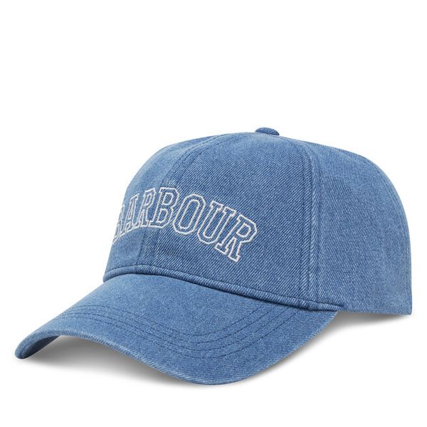 Czapka z daszkiem Barbour. Niebieskie czapki damskie Barbour, bez wzorów, z denimu. Za 99.99 zł.