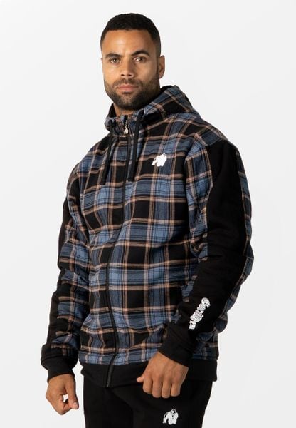 Kenton Zipped Kurtka - Czarny/Niebieski. Niebieskie kurtki męskie GORILLA WEAR, s, bez wzorów, z bawełny, bez kaptura. Za 560.50 zł.