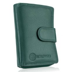 Portfel skórzany BETLEWSKI BPD-SS-19 ZIELONY. Zielone portfele damskie Betlewski, ze skóry. Za 139.99 zł.