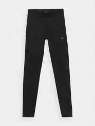 4F Legginsy dzianinowe damskie M. Czarne legginsy damskie 4F, bez wzorów, z dzianiny. W wyprzedaży za 99.99 zł.