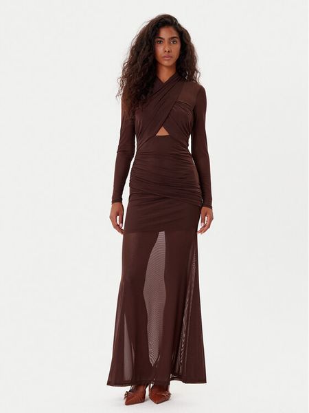 Bardot Sukienka wieczorowa Veria 59987DB Brązowy Regular Fit. Brązowe sukienki damskie Bardot, bez wzorów, z syntetyku, wizytowe, bez kołnierzyka, bez ramiączek. Za 509.99 zł.