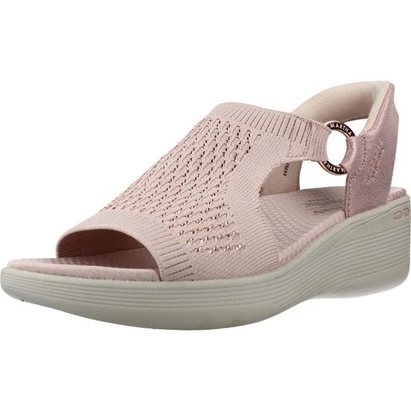 Sandały SKECHERS 188001S Rose. Czerwone sandały damskie Skechers, bez wzorów, z tkaniny, bez obcasa, bez zapięcia. Za 287.99 zł.