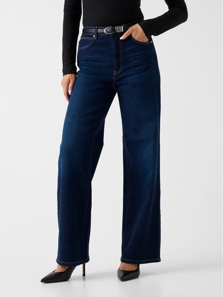Guess Jeansy W6RA1A D6881 Granatowy Wide Leg. Niebieskie jeansy damskie Guess, z aplikacjami, z bawełny. Za 260.99 zł.