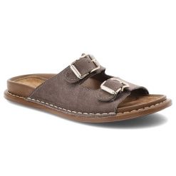 Klapki damskie Artiker, skórzane zamszowe na platformie z klamrami profilowane, szare, 56C0679. Szare klapki damskie Artiker, na lato, bez wzorów, z zamszu, eleganckie, bez obcasa, na platformie, bez zapięcia. Za 209.00 zł.