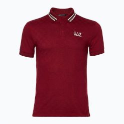 Koszulka męska EA7 Emporio Armani Golf Pro Polo Check. Czerwone swetry męskie EA7 Emporio Armani, m, bez wzorów, z bawełny, eleganckie, bez kołnierzyka, bez ramiączek. Za 279.99 zł.