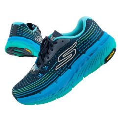 Buty sportowe do biegania męskie Skechers Max Cushioning. Niebieskie buty sportowe męskie Skechers, bez wzorów, bez zapięcia, do biegania, Skechers Sport. Za 439.00 zł.
