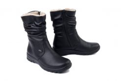 RIEKER TEX Z7171-02 black, kozaki damskie. Czarne kozaki damskie Rieker, bez wzorów, bez obcasa, bez zapięcia. Za 399.90 zł.