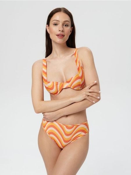 Strój kąpielowy dwuczęściowy - pomarańczowy. Brązowe stroje kąpielowe damskie Sinsay, l, bez wzorów. Za 49.99 zł.