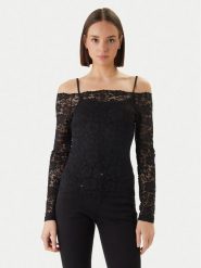 Morgan Bluzka 251-TKISS Czarny Slim Fit. Czarne bluzki damskie Morgan, s, bez wzorów, z syntetyku, bez kołnierzyka, bez ramiączek. Za 199.99 zł.