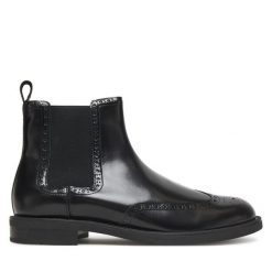 Sztyblety Tommy Hilfiger. Czarne botki męskie Tommy Hilfiger, bez wzorów, bez obcasa, bez zapięcia. Za 559.99 zł.