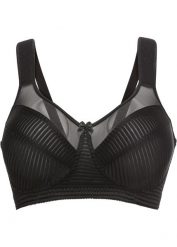 Biustonosz minimizer bez fiszbinów z wyściełanymi ramiączkami. Czarne biustonosze bonprix, bez wzorów. Za 64.99 zł.