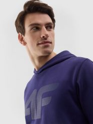 4F Bluza dresowa nierozpinana z kapturem męska - granatowa XXL. Niebieskie bluzy męskie 4F, m, bez wzorów, z bawełny, z kapturem. W wyprzedaży za 89.99 zł.