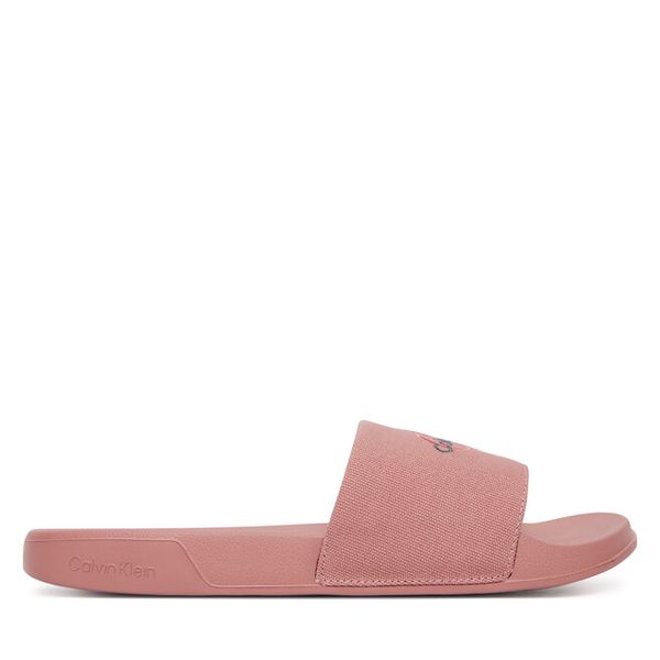 Klapki Calvin Klein. Czerwone klapki damskie Calvin Klein, bez wzorów, bez obcasa, bez zapięcia. Za 169.99 zł.
