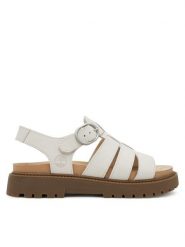 Timberland Sandały TB0A2Q1PEX41 Biały. Białe sandały damskie Timberland, bez wzorów, ze skóry, bez obcasa, na płaskiej podeszwie, bez zapięcia. Za 329.99 zł.