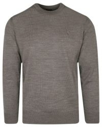 Sweter Beżowy, Piaskowy w Okrągły Dekolt, U-neck, Męski -TRIKKO. Brązowe swetry męskie Trikko, m, bez wzorów, z tkaniny, biznesowe, bez kołnierzyka, bez ramiączek. Za 145.00 zł.