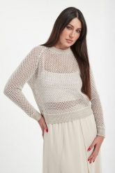 Sweter damski ażurowy z cekinami PESERICO. Swetry nierozpinane damskie Peserico, w ażurowe wzory, bez kołnierzyka, bez ramiączek. Za 1,629.00 zł.