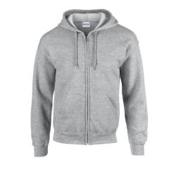 Bluza Z Kapturem Dla Dorosłych Unisex Heavy Blend Full Zip. Szare bluzy męskie GILDAN, l, bez wzorów, bez ramiączek, z kapturem. Za 121.99 zł.