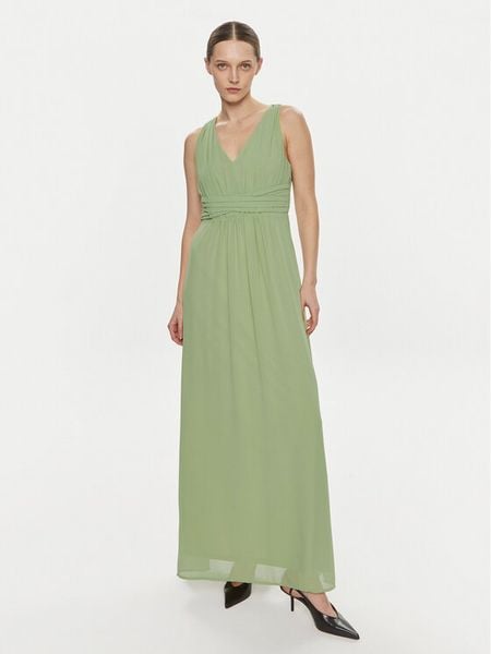 Vila Sukienka wieczorowa Karin 14094107 Zielony Regular Fit. Zielone sukienki damskie Vila, bez wzorów, z syntetyku, wizytowe, bez kołnierzyka, bez ramiączek. Za 219.99 zł.