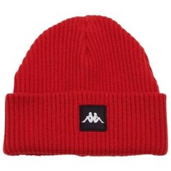 Czapka Dzianinowa Hoppa. Czerwone czapki damskie Kappa, bez wzorów, z dzianiny. Za 70.99 zł.