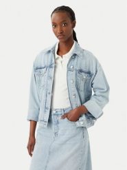 Tommy Jeans Kurtka jeansowa DW0DW23471 Niebieski Relaxed Fit. Niebieskie kurtki damskie Tommy Jeans, xl, bez wzorów, z jeansu, bez kaptura. Za 649.99 zł.