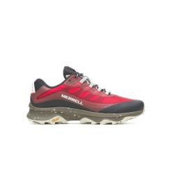 Buty turystyczne męskie Merrell Moab Speed. Czerwone buty sportowe męskie Merrell, bez wzorów, bez zapięcia. Za 349.99 zł.