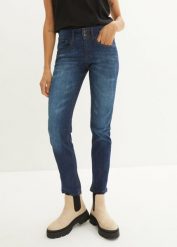 Dżinsy Mom Mid Waist. Niebieskie jeansy damskie bonprix, bez wzorów, z jeansu, klasyczne. Za 129.99 zł.