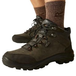 Męskie Buty Trekkingowe Skórzane Burrell. Czarne trekkingi męskie Regatta, z gumy, za kostkę, bez zapięcia. Za 604.99 zł.