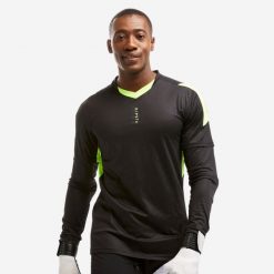 Bluza bramkarska dla dorosłych Kipsta F500. Czarne bluzy damskie KIPSTA, l, bez wzorów, z elastanu, sportowe, bez ramiączek, bez kaptura. W wyprzedaży za 59.99 zł.