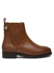 Tommy Hilfiger Sztyblety Th Stud Leather Low Chelsea FW0FW08184 Brązowy. Brązowe botki damskie Tommy Hilfiger, bez wzorów, ze skóry, bez obcasa, na płaskiej podeszwie, bez zapięcia. Za 519.99 zł.