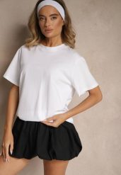 Biały Basicowy T-shirt z Bawełny Kollea. Białe t-shirty damskie Renee, bez wzorów, z bawełny, klasyczne, bez kołnierzyka, bez ramiączek. Za 44.99 zł.