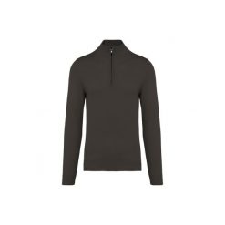 Sweter 1/4 zip Kariban. Szare swetry nierozpinane damskie KARIBAN, na zimę, bez wzorów, bez kołnierzyka, bez ramiączek. Za 238.50 zł.