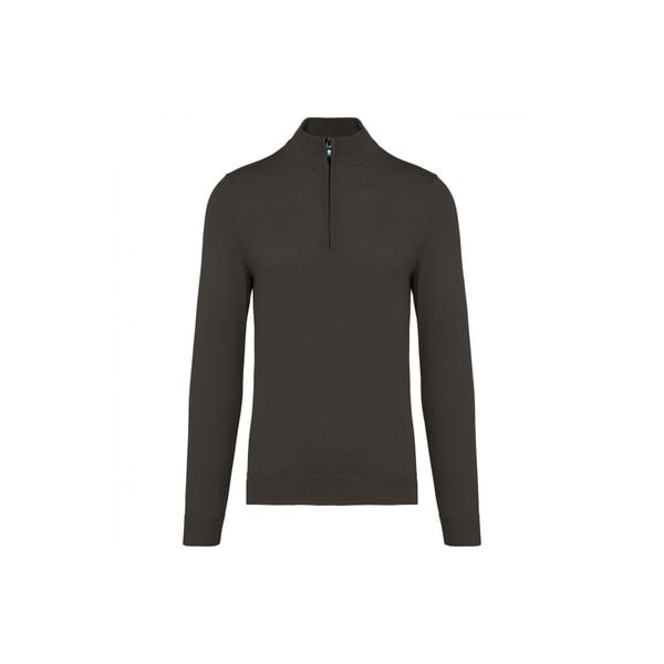Sweter 1/4 zip Kariban. Szare swetry męskie KARIBAN, m, bez wzorów, z bawełny, eleganckie, bez kołnierzyka, bez ramiączek. Za 186.50 zł.