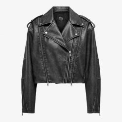 Kurtka Only Casey ze sztucznej skóry phantom washed. Szare kurtki męskie ONLY, bez wzorów, ze skóry, bez kaptura. Za 338.36 zł.