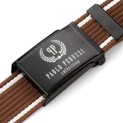 Pasek parciany PAOLO PERUZZI PW-08-95 CM brązowy. Brązowe paski męskie Paolo Peruzzi, z materiału. Za 34.99 zł.