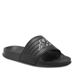 Klapki Kappa. Czarne klapki damskie Kappa, bez wzorów, bez obcasa, bez zapięcia. Za 79.99 zł.