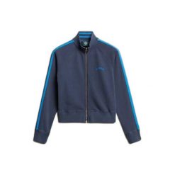Kurtka dresowa z logo dla kobiet Superdry Essential. Niebieskie kurtki sportowe damskie Superdry, xs, bez wzorów, bez ramiączek, bez kaptura, climacool (adidas). Za 317.90 zł.