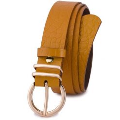Pasek skórzany BELTIMORE r.110-125 cm E57 musztardowy. Żółte paski damskie bez wzorów. Za 46.19 zł.