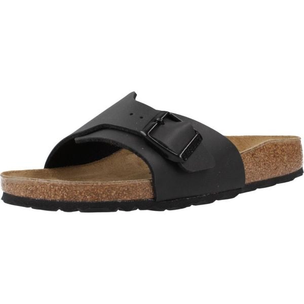 Klapki damskie Birkenstock Catalina. Czarne klapki damskie Birkenstock, na lato, bez wzorów, z materiału, bez obcasa, bez zapięcia. Za 499.00 zł.