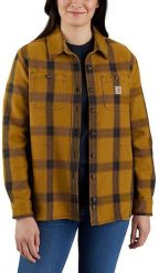 Carhartt Koszula Damska Carhartt Heav Twill Loose Fi Brown. Brązowe koszule damskie Carhartt, bez wzorów, bez kołnierzyka, bez ramiączek. Za 301.05 zł.