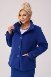 Jesienny płaszcz Szafirowa Aria OVERSIZE PLUS SIZE XXL WIOSNA. Niebieskie płaszcze damskie Moda Size Plus Iwanek, na jesień, plus size, bez wzorów, z tkaniny, bez kołnierzyka, bez kaptura. Za 469.90 zł.