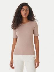 Fracomina T-Shirt FS26ST7008K420Q7 Beżowy Slim Fit. Brązowe t-shirty damskie Fracomina, xl, bez wzorów, z wiskozy, bez kołnierzyka, bez ramiączek. Za 229.99 zł.