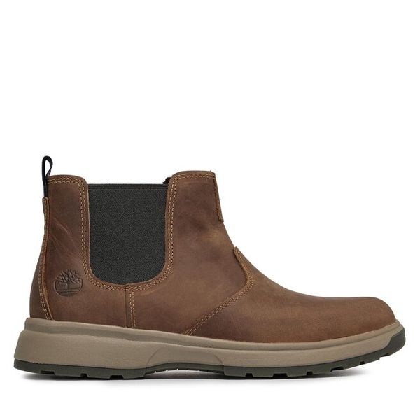 Sztyblety Timberland. Brązowe botki męskie Timberland, bez wzorów, bez obcasa, bez zapięcia. Za 539.99 zł.