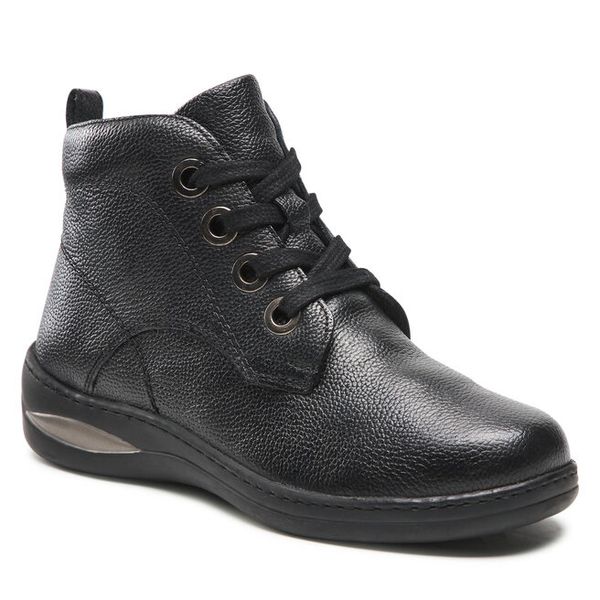 Trzewiki Go Soft. Czarne botki damskie GO SOFT, bez wzorów, bez obcasa, na płaskiej podeszwie, bez zapięcia. Za 159.99 zł.