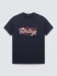 Koszulka męska z nadrukiem granatowa Keren 403. Niebieskie t-shirty męskie BIG STAR, l, bez wzorów, z bawełny, bez kołnierzyka, bez ramiączek. Za 99.99 zł.