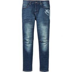 Dżinsy ze stretchem Regular Fit Tapered bonprix ciemnoniebieski "used". Niebieskie jeansy męskie bonprix, z jeansu. Za 54.99 zł.