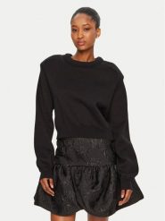 ROTATE Sweter 114035100 Czarny Regular Fit. Czarne swetry nierozpinane damskie ROTATE, bez wzorów, z bawełny, bez kołnierzyka, bez ramiączek. Za 659.99 zł.