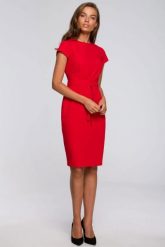 Sukienka ołówkowa z modelującymi przeszyciami czerwona. Czerwone sukienki damskie Stylove, do pracy, m, bez wzorów, z poliesteru, biznesowe, bez kołnierzyka, bez ramiączek, midi, bodycon. Za 269.00 zł.