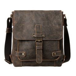 Męska torba na ramię Canaletto – postarzana skóra i wykończenia w starym złocie TM253s235. Brązowe torby na ramię męskie ze skóry, na ramię. Za 299.25 zł.