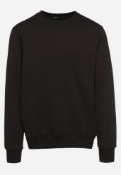 Czarna Bluza z Bawełną Polarem i Tłoczonymi Paskami Zakończona Ściągaczami Akadela. Czarne bluzy męskie Born2be, l, bez wzorów, z bawełny, bez ramiączek, bez kaptura. Za 64.99 zł.